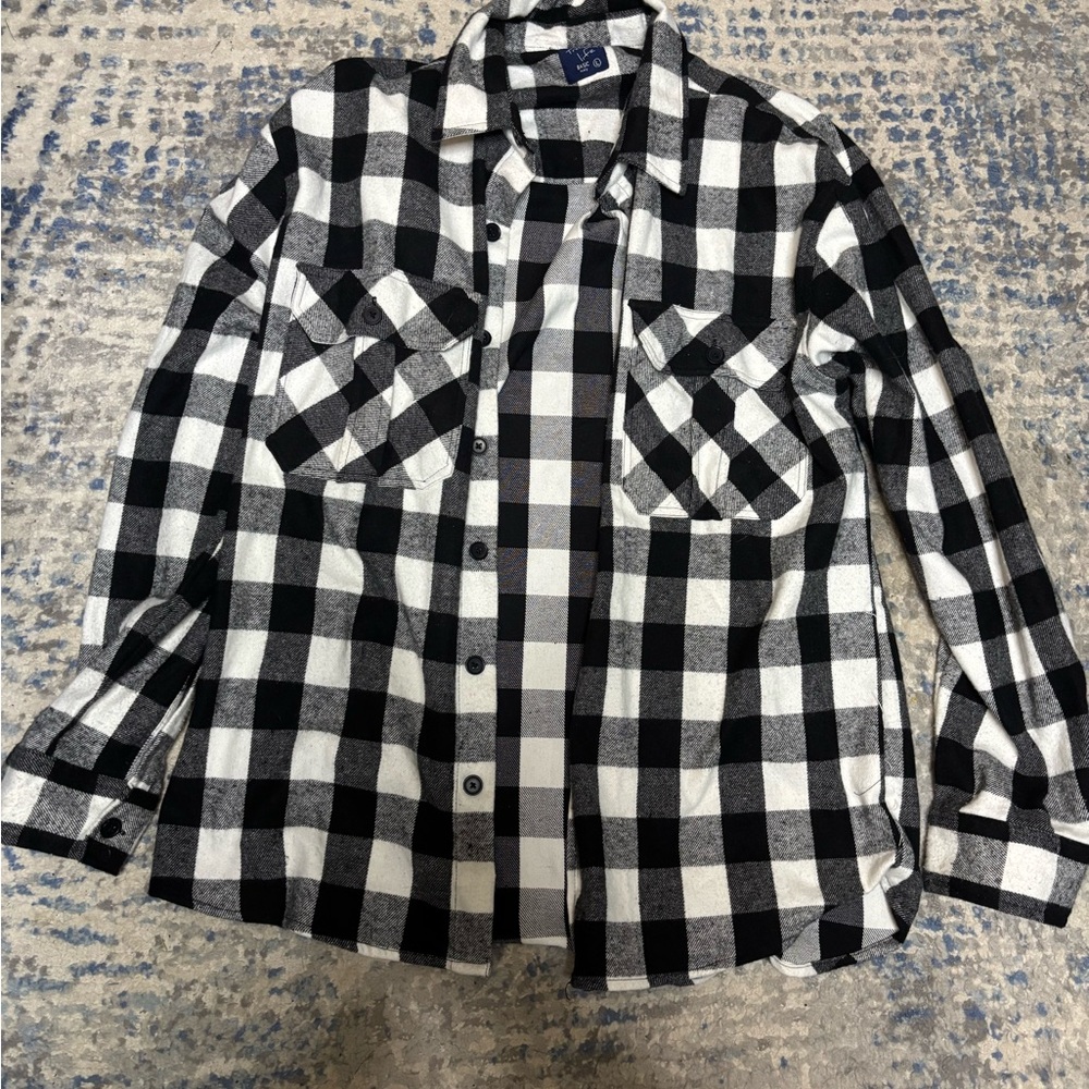 Black and White Men's Flannel Shirt